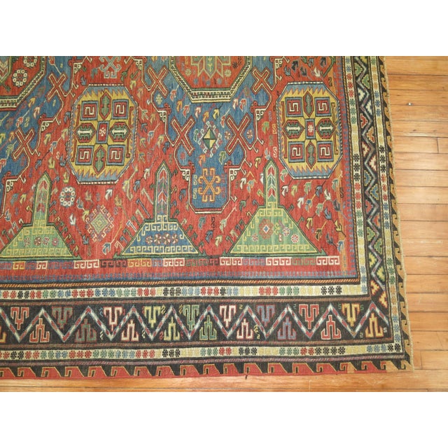 Early 20th Century Roomsize Antique Soumak Caucasian Rug For Sale - Image 5 of 6