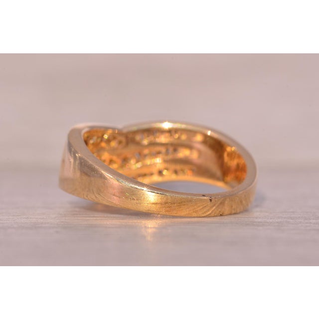 The Whitehorse: Vintage Channel Set Three Row Chevron Band With Natural Diamonds For Sale In Philadelphia - Image 6 of 11