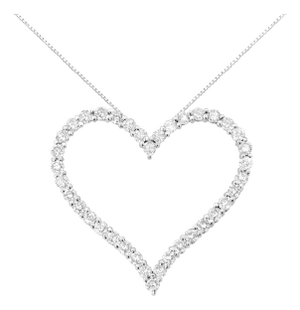 .925 Sterling Silver 3.0 cttw Round-Cut Diamond Open Heart Pendant Necklace (I-J Color, I2-I3 Clarity) - 18"