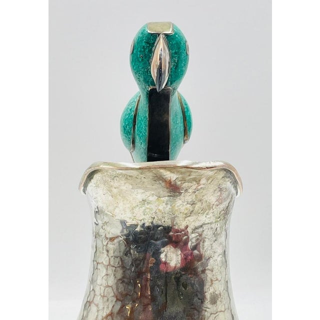 1960s Alfredo Villasana Taxco Turquoise Parrot Silver Plate Pitcher, Mexican Silver For Sale In Los Angeles - Image 6 of 16
