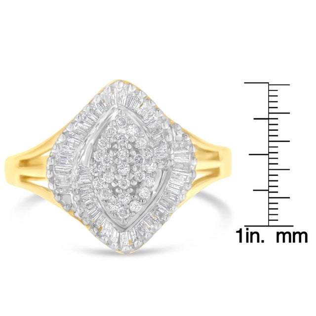 Metal 10K Yellow Gold Diamond Cocktail Ring (1/2 Cttw, J-K Color, I2-I3 Clarity) - Size 6 EVS1010 For Sale - Image 7 of 7