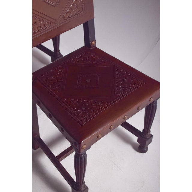 Brown Chairs with Studded Leather Backs and Seats, Set of 8 For Sale - Image 8 of 12