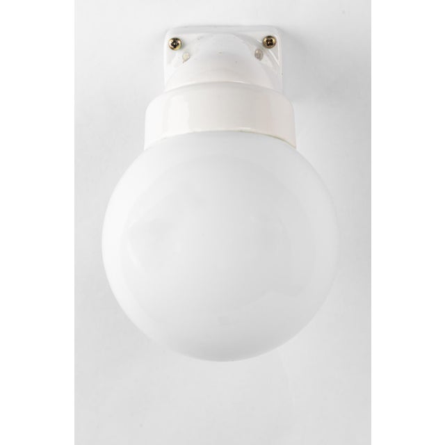 Bauhaus Porcelain Wall Lamp with Opal Glass Shade, Germany, Austria, 1920s For Sale - Image 6 of 15