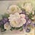 Wood Hand Painted Porcelain Plaque Features White Cabbage Roses & Lavenders by Rose Reck For Sale - Image 7 of 13