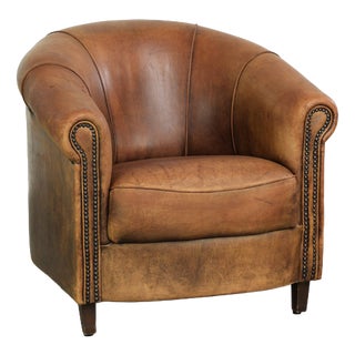 Vintage Sheepskin Club Armchair For Sale