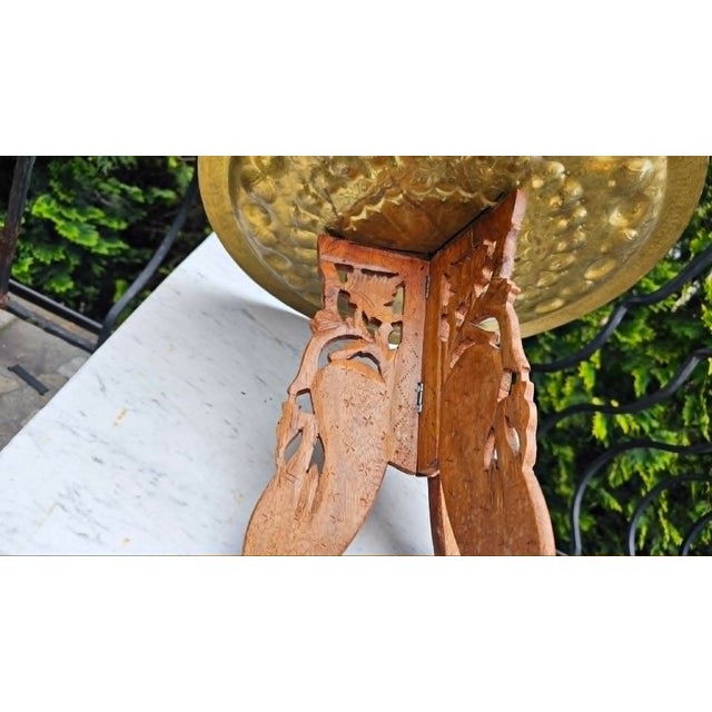 Wood Coffee Table or Flower Stand in Wood with Brass Top, 1970s For Sale - Image 7 of 9
