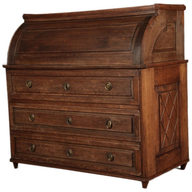 Antique Biedermeier Secretary in Oak, 1800 For Sale - Image 3 of 18