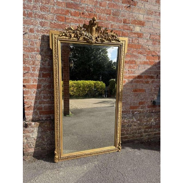 Gold Large Antique English Decorative Mirror, 1800s For Sale - Image 8 of 8