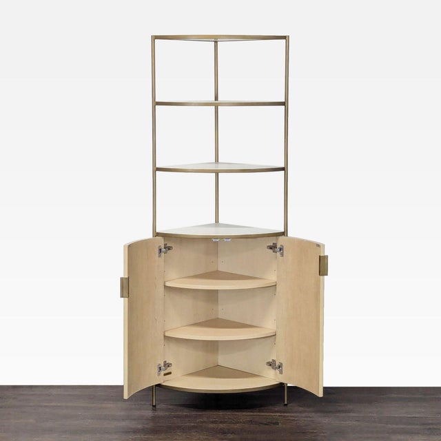 Modern Crate & Barrel Fayette Modern Corner Bookshelf With Storage Cabinet For Sale - Image 3 of 8