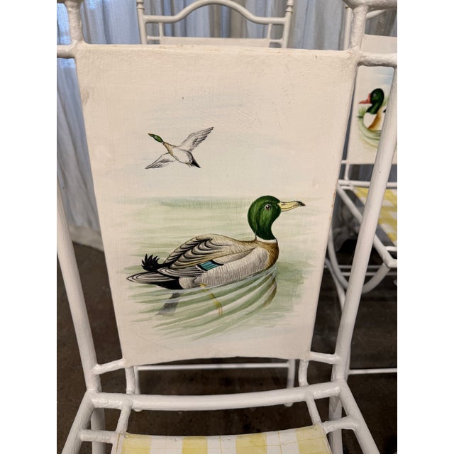 Duck Motif Hand Painted Chairs Set/4 For Sale - Image 12 of 12