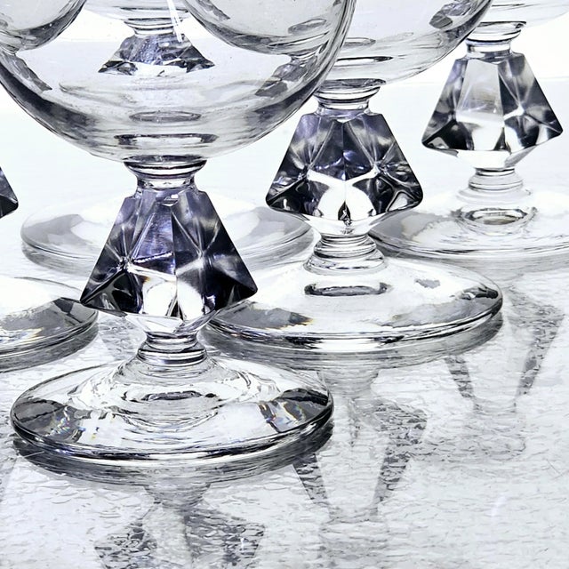 Set of Six Bryce Aquarius #961 Faceted Stem Cordial Glasses For Sale - Image 11 of 12