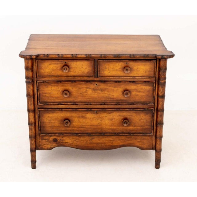Traditional Aesthetic Style Faux Bamboo Chest of Drawers For Sale - Image 3 of 10