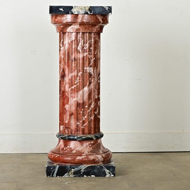 Early 20th Century French Vintage Hand-Painted Faux Marble Column For Sale - Image 5 of 12