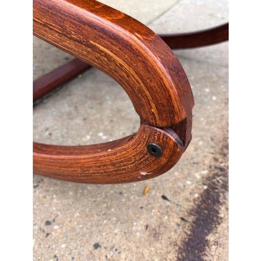 Norway Teak 2 Positions Rocker. In nice shape with leather pads. Chair can be set in 2 spots for a slightly more relaxed...