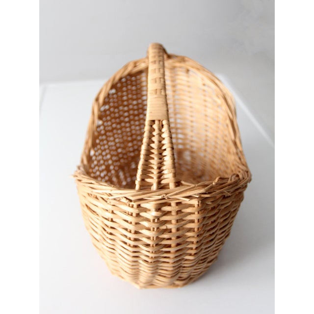 Brown Vintage Wicker Gathering Basket For Sale - Image 8 of 11