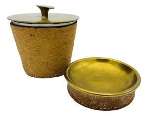 Humidor & Ashtray with Leather Cover by Carl Auboeck, 1960s, Set of 2