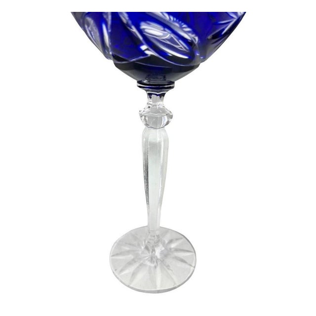 Cobalt Stem Glasses in Crystal, 1950, Set of 6 For Sale - Image 15 of 16