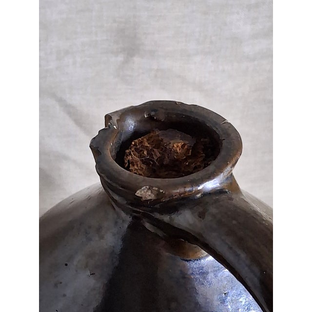 Antique Albany Slip Stoneware Jug 19th C Merchant Tag Formosa Oolong Tea Suffield Ct For Sale - Image 15 of 18