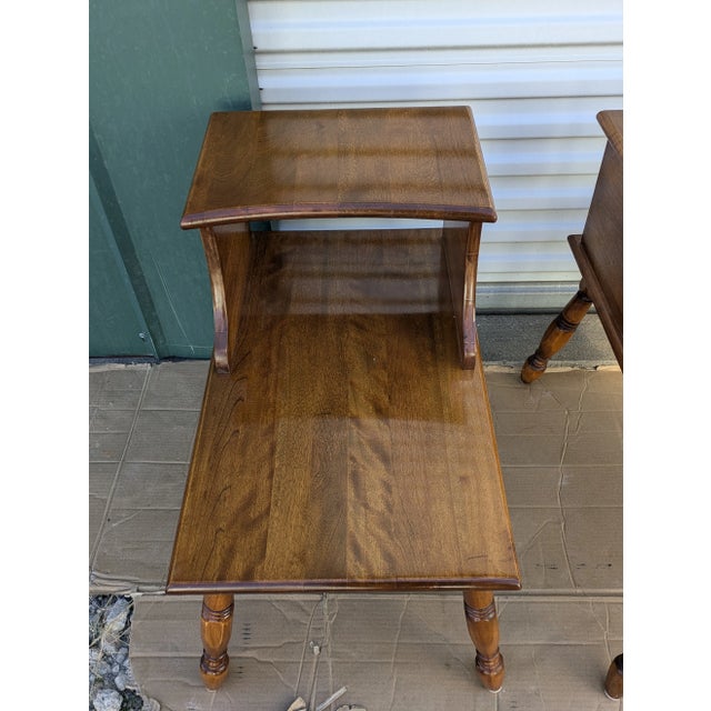 Mid 20th Century Pair of Vintage Maple Colonial Style End/Side Tables For Sale - Image 5 of 7