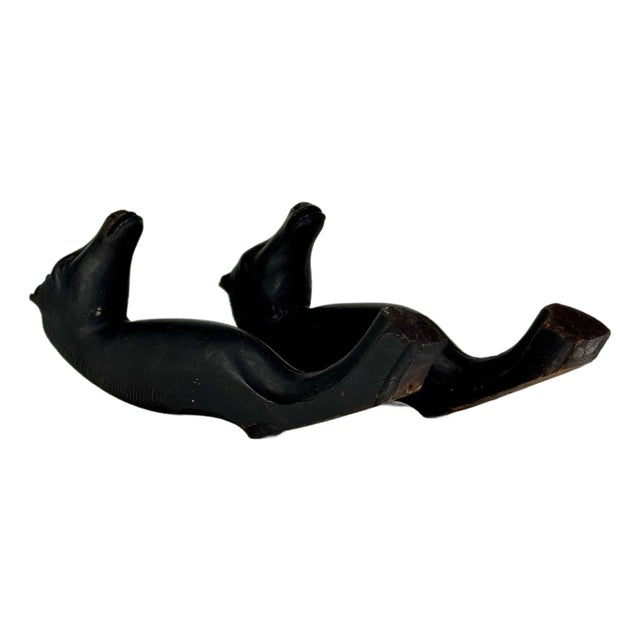 Antique Wooden Hand Carved Pair of Americana Horse Head Barn Bridle Hooks, Sculpture For Sale