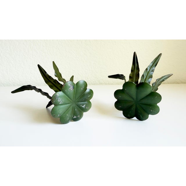 Italian Tole Leaf Candle Holders, a Pair, 1960s For Sale - Image 10 of 10