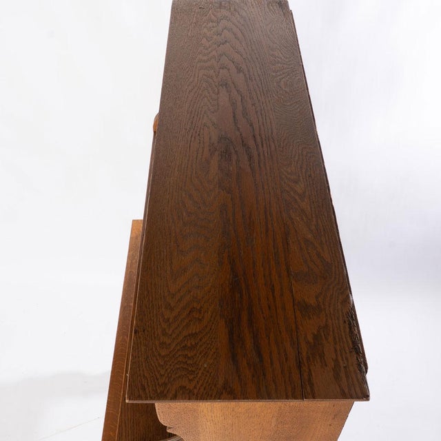 1930s English Jacobean Style Oak Four Door Cabinet For Sale - Image 10 of 16