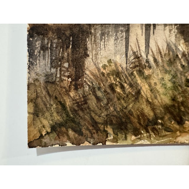 Early 20th Century Early 20th Century Attributed to Frank Henry Mason Woodland Stream Bridge Original Watercolor For Sale - Image 5 of 7