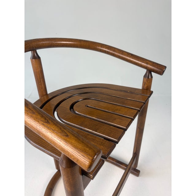 1980s Postmodern Allmilmö Bentwood & Slatted Wood Counter Stools - Set of 4 For Sale - Image 10 of 11
