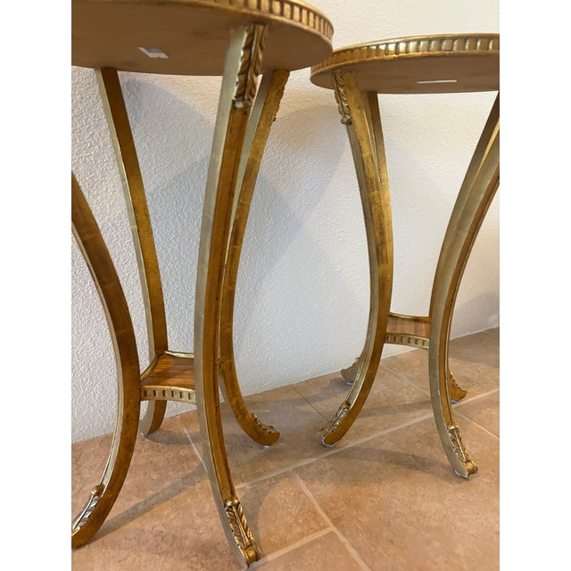 2 Blaire Side Tables, Acquired from Kneedler Fauchere formerly of West Hollywood These hand carved tables with wooden....