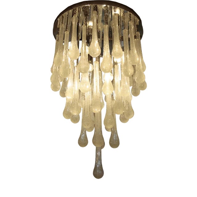 Ceiling Light with Murano Glass Drops, 1960s For Sale