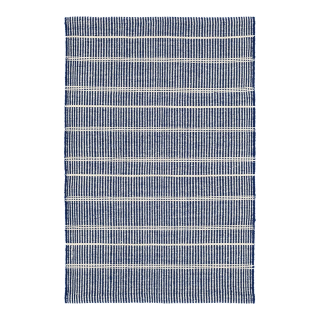 Bunny Williams for Dash & Albert Samson Navy Indoor/Outdoor Rug, 5' x 8' For Sale