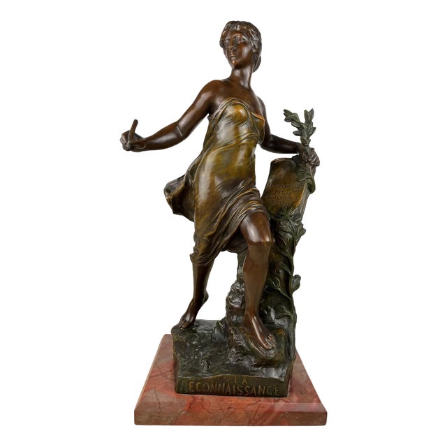 Eugene Marioton, La Reconnaissance, 1930s, Spelter For Sale