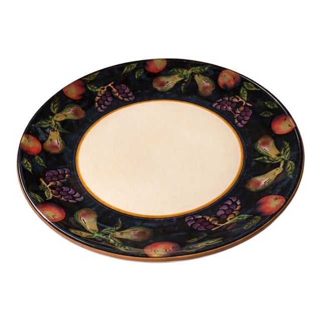 Late 20th Century Hand-Painted Italian Ceramic Fruit Charger Platter Ceramica Arm 16.5” For Sale