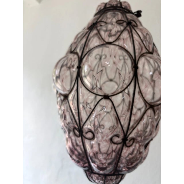 1950s 1 of 3 Big Mid-Century Seguso Murano Amethyst Blown Bubble Lantern Chandelier For Sale - Image 5 of 10