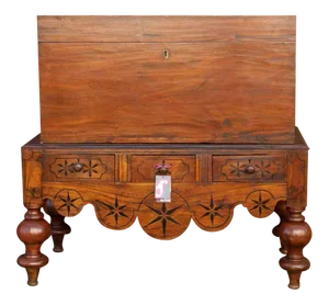 Antique Dutch Colonial Campaign Trunk on Stand