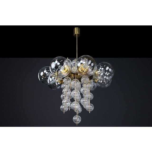 Monumental Czech Brass and Bohemian Glass Chandelier 1960s For Sale - Image 14 of 18