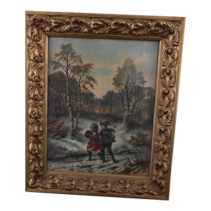 A Christmas Visit to Grandma Framed Electro Gravure Print 1905 McLoughlin