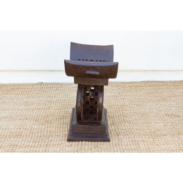 Wood Tall Mid-Century African Asante Stool For Sale - Image 7 of 9