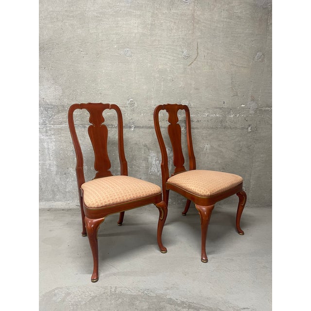 Queen Anne Pair of 1980s Queen Anne Style Side or Dining Chairs For Sale - Image 3 of 11