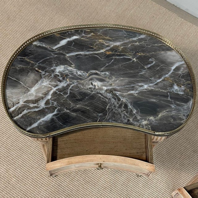 Pair of Louis XVI Neoclassical Stripped Mahogany Side Tables With Bronze Trim For Sale - Image 16 of 18