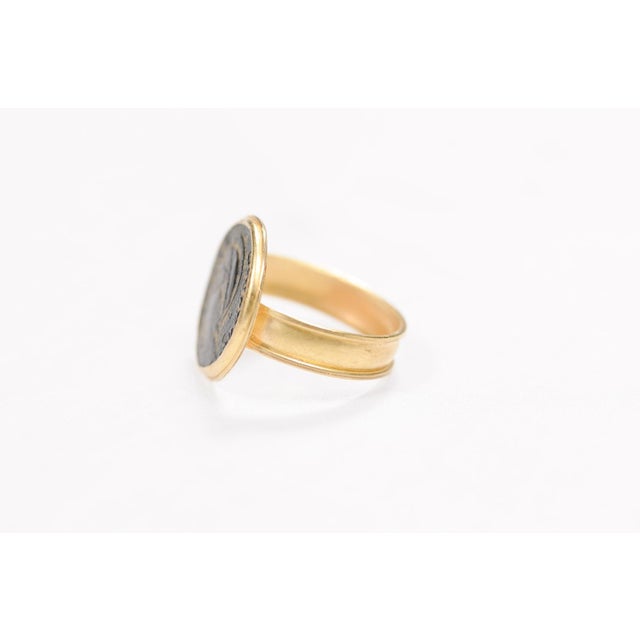 Contemporary 21 Karat Ring W/ Bronze Coin Portrait, Size 7.75 For Sale - Image 3 of 10