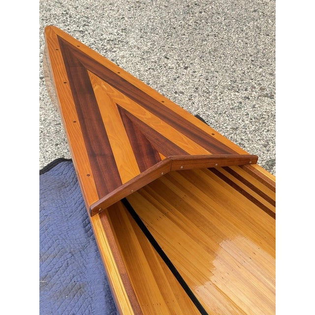 Late 20th Century Cedar Strip Built 14' Square Stern Canoe & British Seagull 40 Outboard Motor For Sale - Image 4 of 18