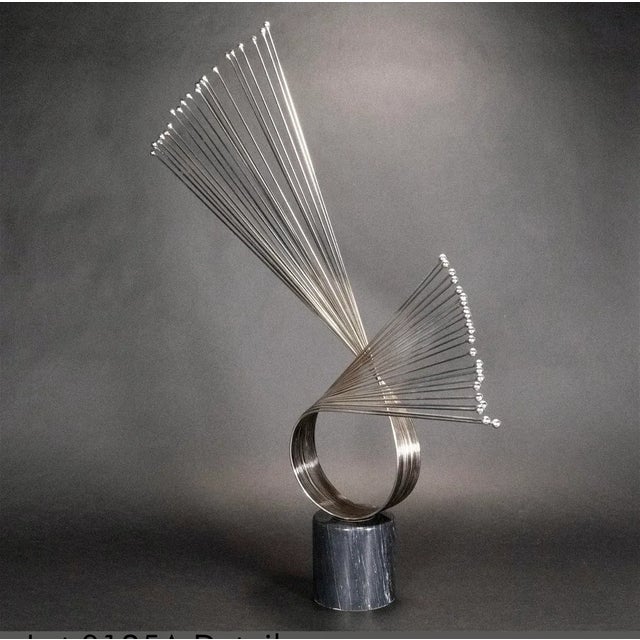 Curtis JerÃ© ( American 1910 - 2008 ) Mid-Century Contemporary Swirl Sculpture on Marble Circa late 1970's Signed on the...