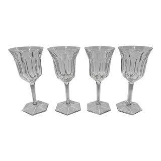Set of 4, Baccarat France "Malmaison" Pattern Crystal Claret Wine Glasses For Sale