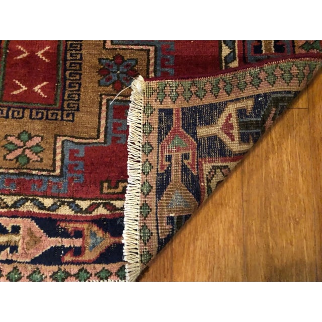 Vintage Oushak Rug: Tribal Medallion Design | 3'5"x5'10" For Sale - Image 4 of 5