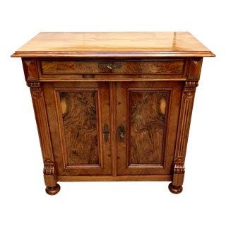 German Renaissance Revival Burl Walnut Side Cabinet, 1860s For Sale