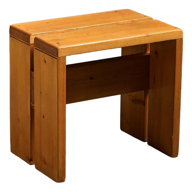 Vintage Pine Stool from Les Arcs, 1970s For Sale