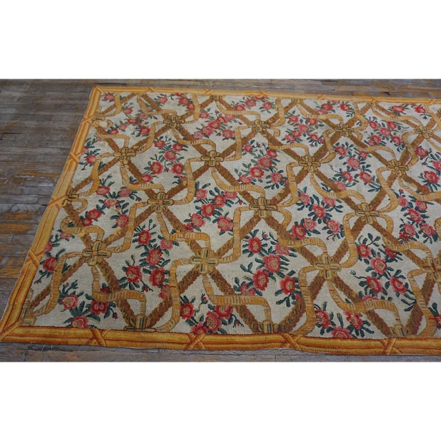 Late 18th Century 1770s Ivory Floral Antique French Aubusson Savonnerie Carpet 5'6"x8'10" Wool Rug For Sale - Image 5 of 8