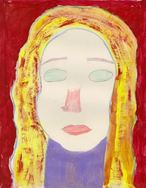 "Self Portrait (D1620)" Original Contemporary Drawing by Mireya Betances