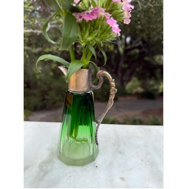 Antique Beveled Decanter | Prism Glass & Brass (Missing Top) For Sale In Los Angeles - Image 6 of 8